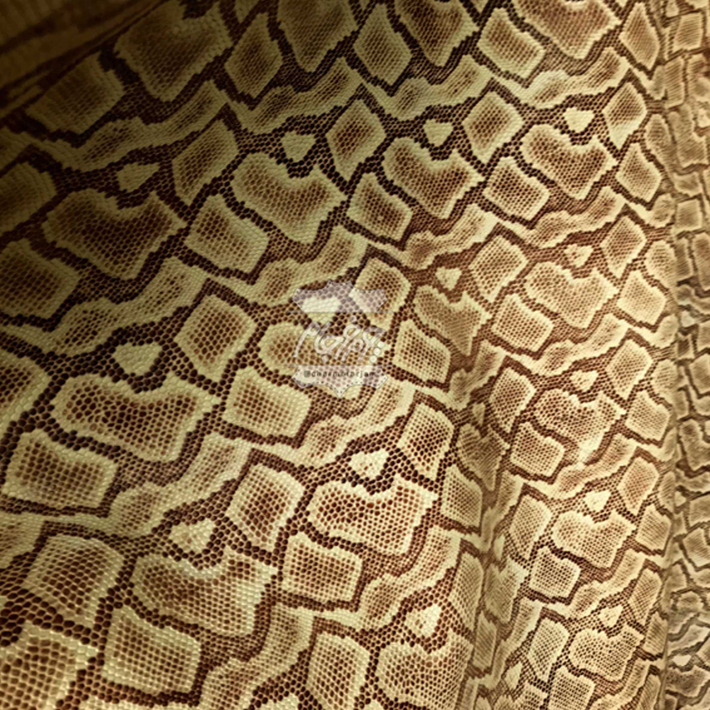 چرم گاوی طرح snake (ماری) رنگ کرم قهوه ای