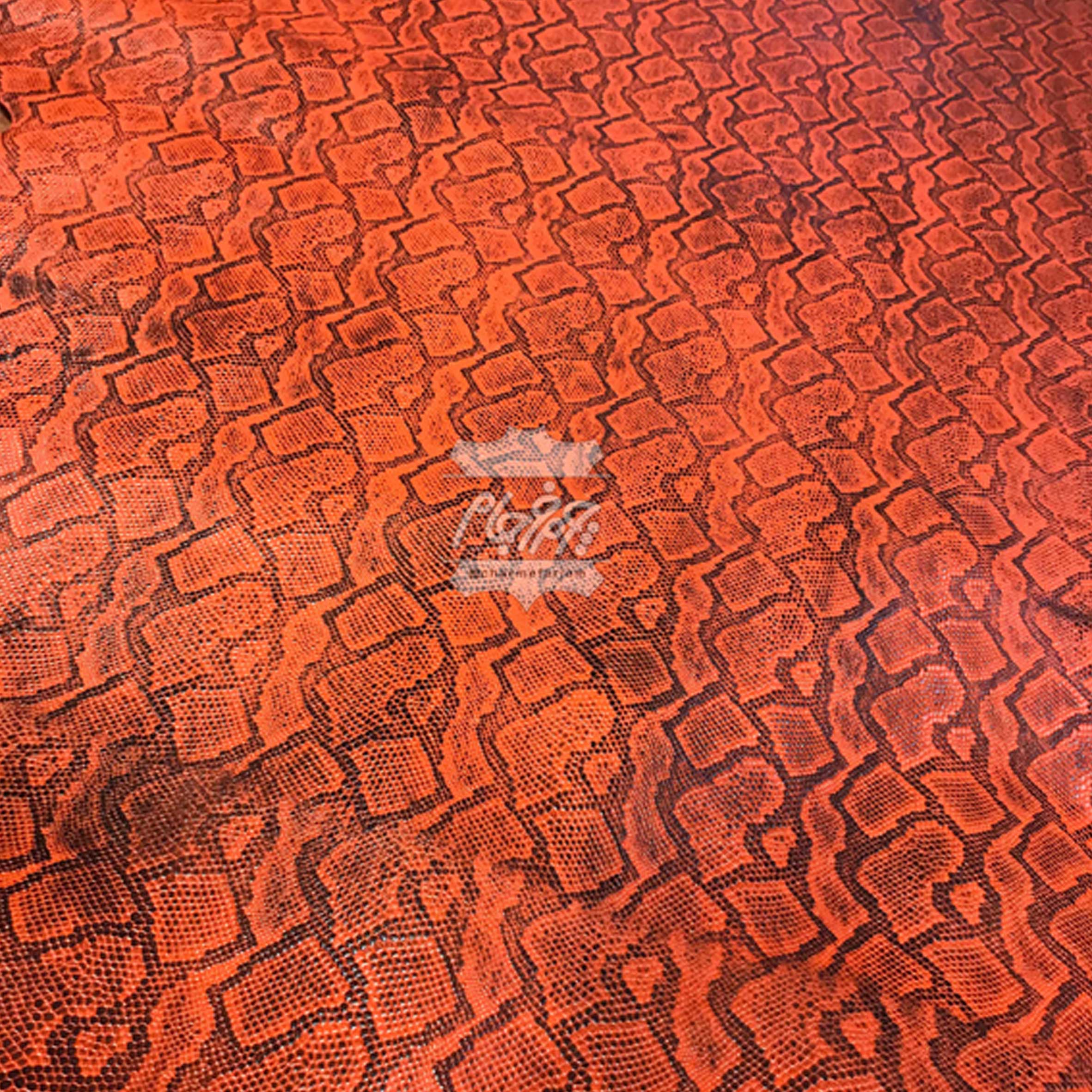 چرم گاوی طرح snake (ماری) رنگ نارنجی