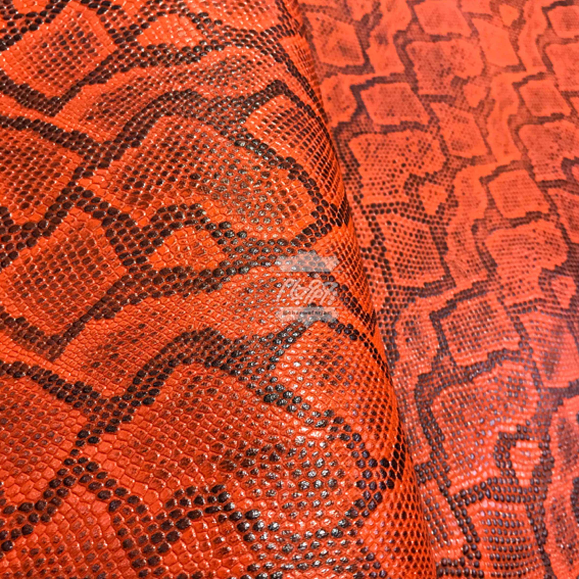 چرم گاوی طرح snake (ماری) رنگ نارنجی