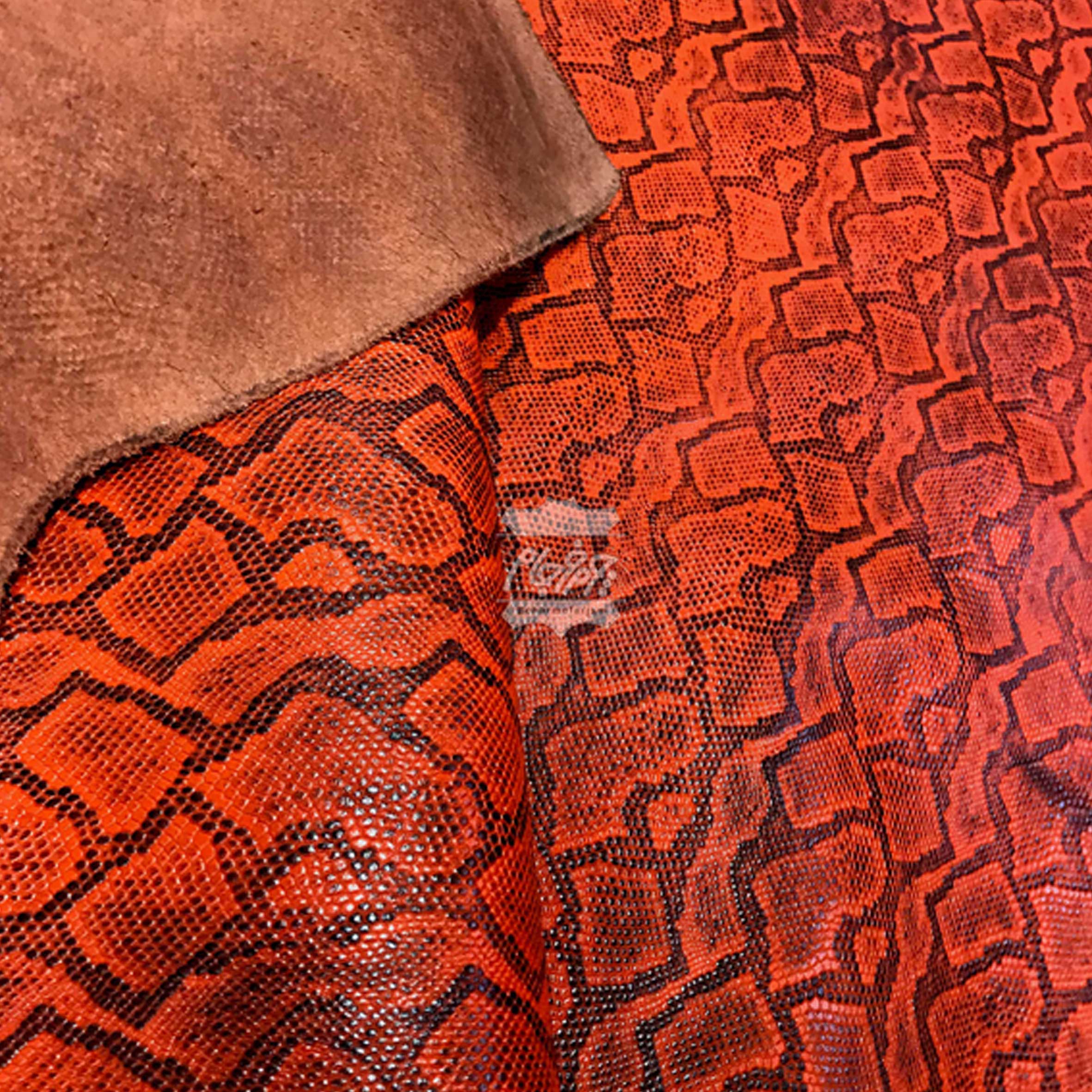 چرم گاوی طرح snake (ماری) رنگ نارنجی