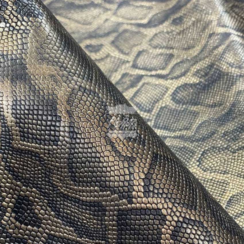 چرم گاوی طرح snake  متالیک(ماری) طلایی