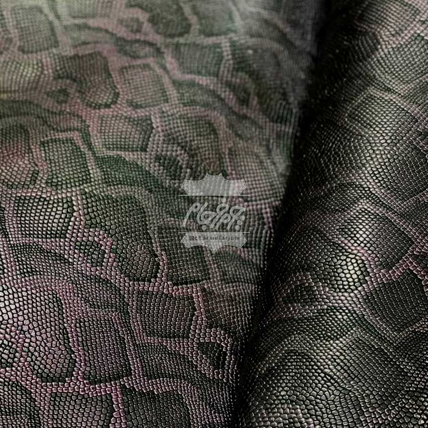 چرم گاوی طرح snake  متالیک(ماری) بنفش
